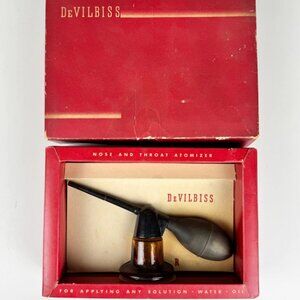 Devilbiss Atomizer NO. 114 Vintage Nose & Sinus w Original Box Amber Glass USA